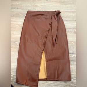 Faux Leather Wrap Skirt